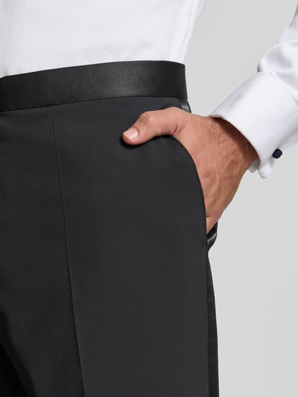BOSS Regular fit pantalon van scheerwolmix, model 'LEON' Zwart - 3