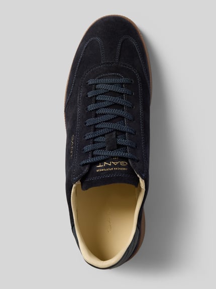 Productfoto, sneakers van rundleer model 'Cuzmo' van GANT in donkerblauw, bovenaanzicht, Heren sneakers van GANT