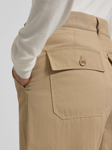 Weekend Max Mara Wide Leg Hose aus Baumwoll-Mix Hellbraun 3
