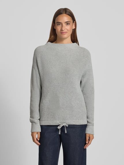 Jake*s Casual Oversized Strickpullover mit gerippten Abschlüssen Silber Melange 4