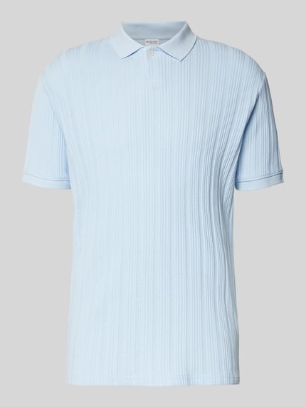 Selected Slim fit poloshirt met structuurmotief, model 'JADEN' Hemelsblauw - 2