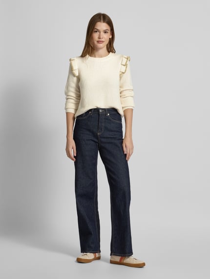 VILA Strickpullover mit Rüschen Modell 'NANZYL' Beige 1