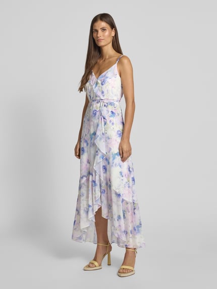 Jake*s Cocktail Midi-jurk met volants en strikceintuur Ecru - 1