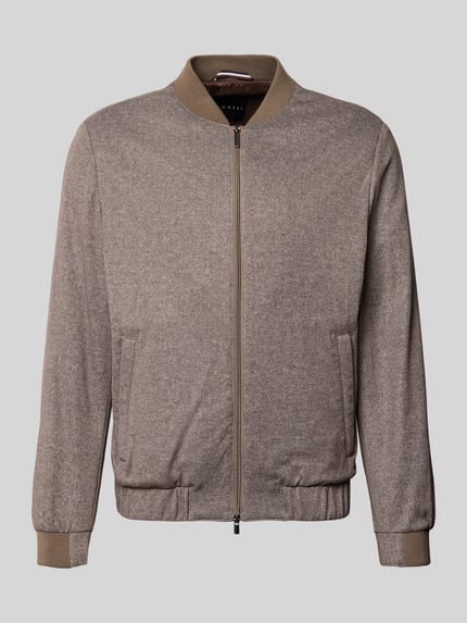 Produktfoto, Blouson mit Baumwoll-Anteil von bugatti in Beige mit lockerer Passform, Stehkragen, Zweiwege-Reißverschluss, elastische Abschlüsse
