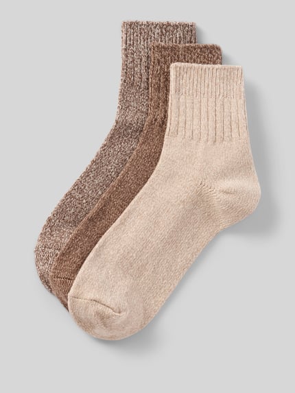 Produktfoto, Warme Socken im 3er-Pack von camano in Beige- und Brauntönen, Material-Mix mit Stretch, körpernah, wärmend, elastischer Bund