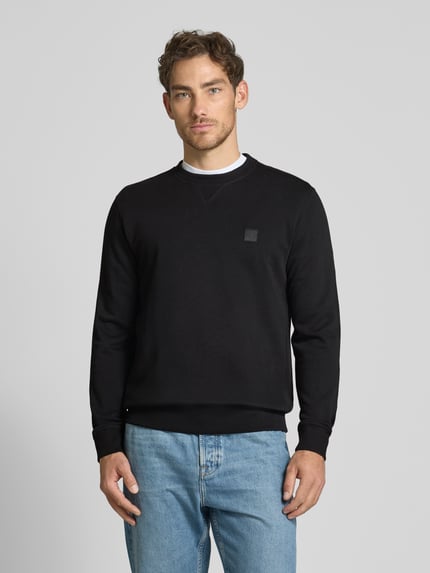 BOSS Orange Sweatshirt met labeldetail, model 'Westart' Zwart - 4
