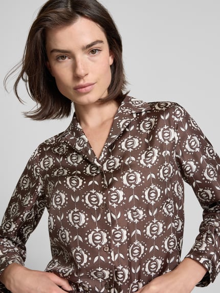 Weekend Max Mara Regular fit zijden blouse met reverskraag, model 'ONCIA' Donkerbruin - 3