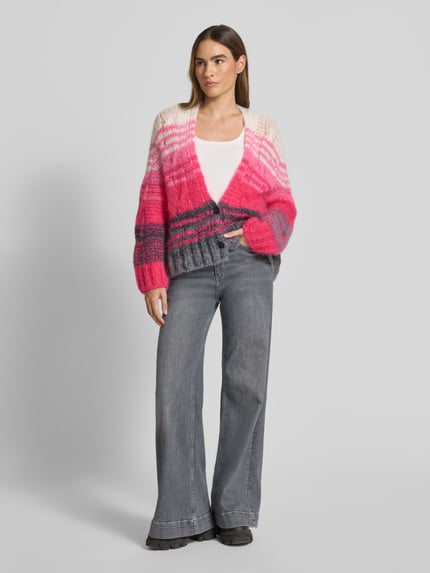 Marc Cain Oversized Strickjacke mit Knopfverschluss Pink 1