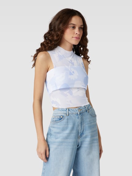 REVIEW Mesh Top mit STAR Print Violett 4