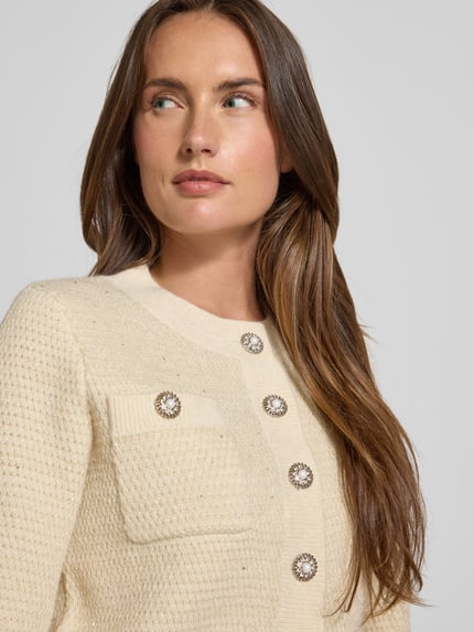 SUNCOO PARIS Regular Fit Strickjacke mit Woll-Anteil Modell 'GABOR' Offwhite 3