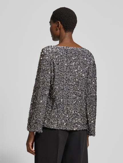 VILA Blusenshirt mit Paillettenbesatz Modell 'FAITH' Silber 5
