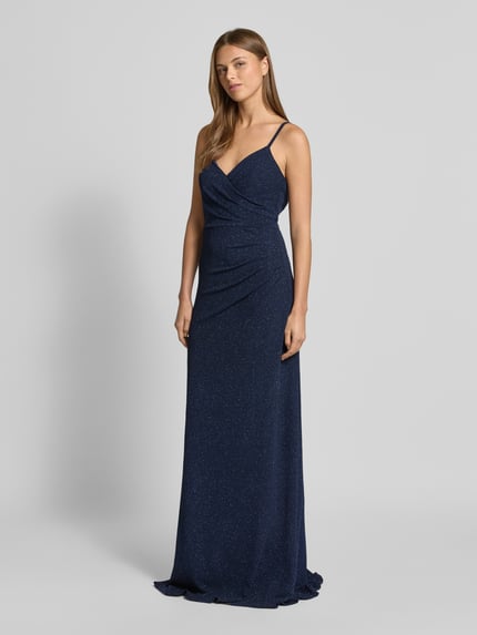 TROYDEN COLLECTION Abendkleid mit V-Ausschnitt Marine 1