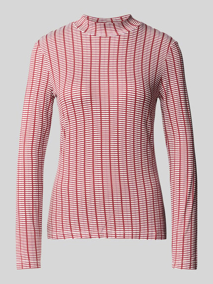 Tom Tailor Shaped Fit Langarmshirt aus Viskose-Mix mit Allover-Muster Rot 2