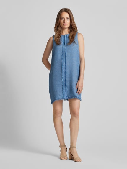 Stefanel Minikleid mit Leinen-Anteil Hellblau Melange 1