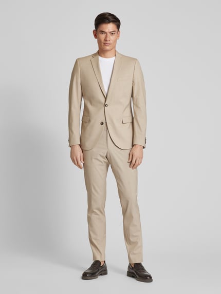 s.Oliver BLACK LABEL Slim fit 2-knoopscolbert met viscosegehalte Beige - 1