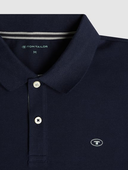 Tom Tailor Regular Fit Poloshirt mit Logo-Stitching Modell 'BASIC' Marine 2