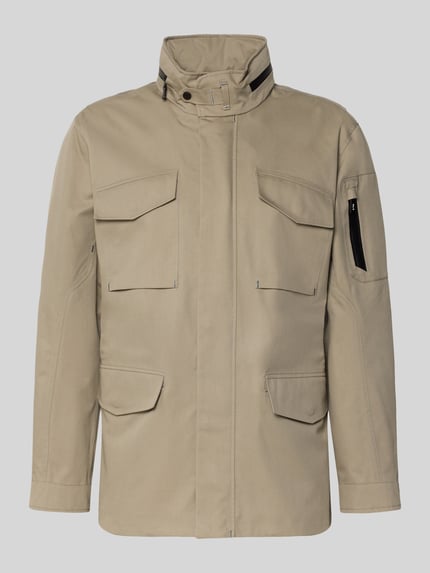 Produktfoto, Jacke mit Stehkragen und Pattentaschen Modell 'DEFENDER' von G-LAB aus Baumwoll-Mix in Beige, Regular-Fit, glatte Oberfläche