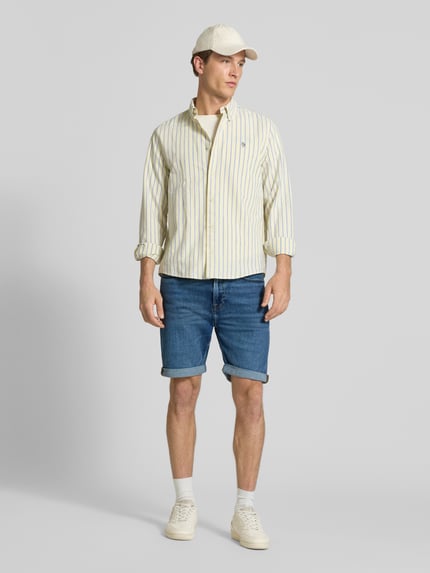 Calvin Klein Jeans slim fit korte jeans van katoenmix model 'HAMPTON' Donkerblauw - 1