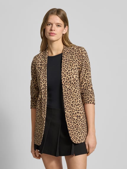 PIECES Regular fit lange blazer met all-over motief Model 'BOSELLA' Middenbruin - 4
