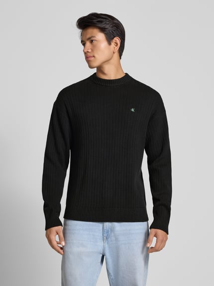 Calvin Klein Jeans Oversized Strickpullover mit gerippten Abschlüssen Black 4