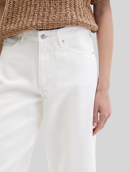 Marc O'Polo Cropped Fit Culotte aus Baumwoll-Mix Weiss 3
