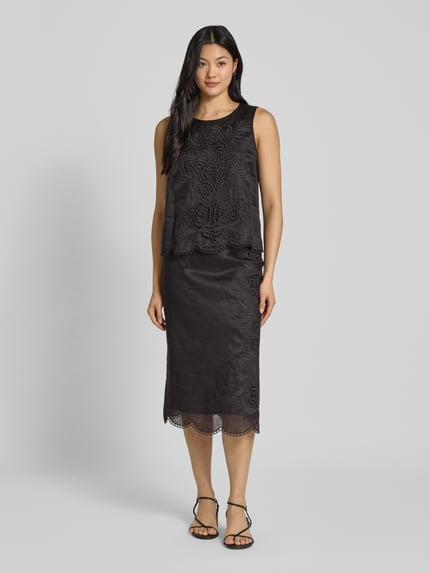 Max Mara Studio Tanktop met siergarnering, model 'EFESO' Zwart - 1