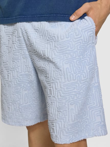 REVIEW Shorts mit Strukturmuster und elastischem Bund Eisblau 3