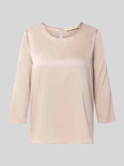 Produktfoto, Bluse aus Satin von Rinascimento in lichtbeige, Materiaalmix met stretch, getailleerd, ronde hals, met lange mouwen, ruglengte maat S 59 cm, mouwlengte maat S 48 cm