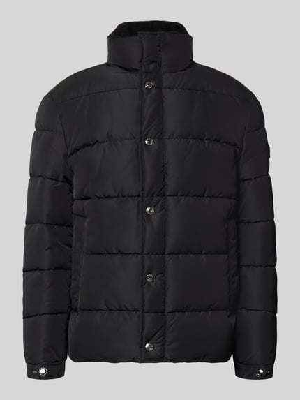 Produktfoto, schwarze Regular Fit Steppjacke mit Logo-Detail Modell 'Newton' von JOOP! COLLECTION, Herren Bomberjacke / Blouson, glatte Oberfläche