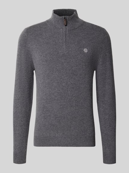 MCNEAL Regular Fit Strickpullover aus reiner Wolle Mittelgrau Melange 2