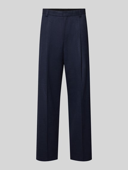 Productfoto, donkerblauwe Heren wijdte pantalon met wol, Modern Fit Anzughose mit Woll-Anteil model 'Tony262X' van HUGO