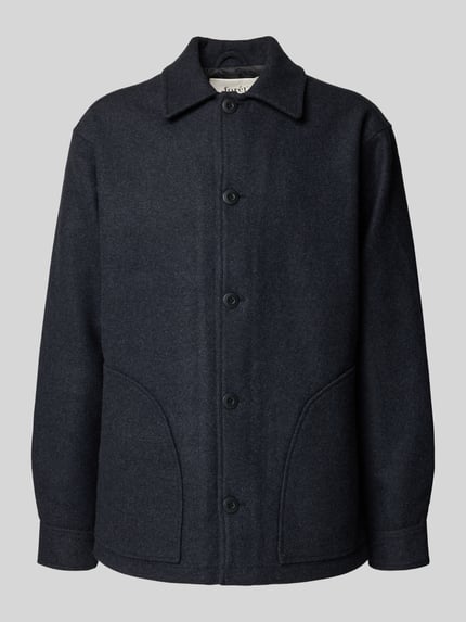 Forét Overshirt van wolmix met platte kraag en knoopsluiting Donkergrijs - 2