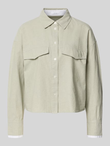 OPUS Overhemdblouse met knoopsluiting, model 'Finsi' Mintgroen - 2
