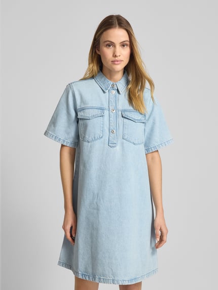 Jake*s Casual Knielange jeansjurk met opgestikte borstzakken Jeansblauw - 4