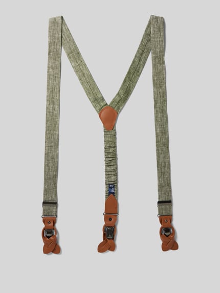 Prince Bowtie Fliege mit Hosenträgern aus reinem Leinen im Set Mint 3