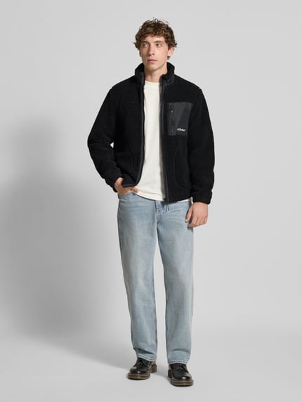 JACK & JONES Fleecejack met opstaande kraag en borstzak, model 'SHO' BLACK - 1