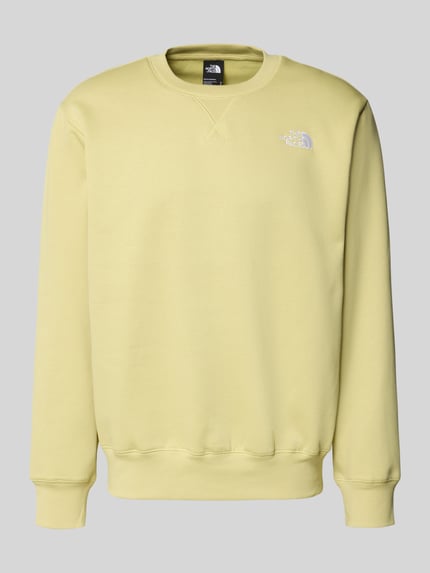 Produktfoto, Relaxed Fit Sweatshirt mit Label-Stitching Modell 'ESSENTIAL' von The North Face in Gelb, Baumwoll-Mix, elastische Abschlüsse