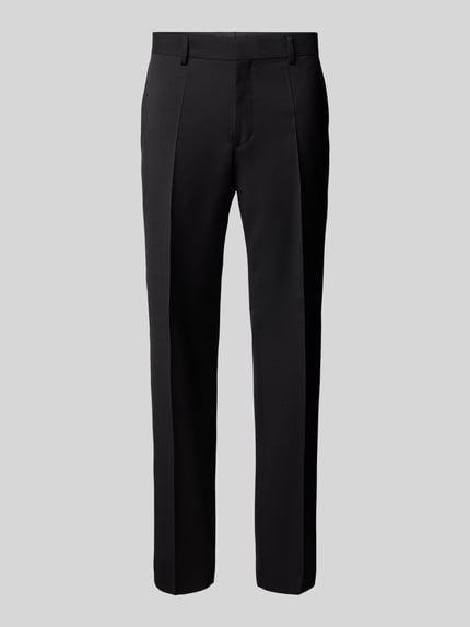 BOSS Regular fit pantalon met persplooien, model 'Lenon' Zwart - 2