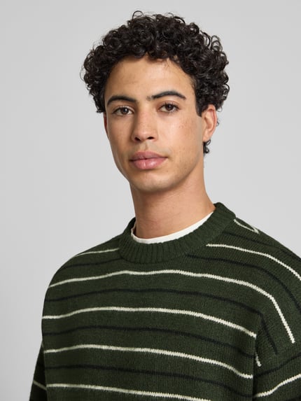 JACK & JONES Strickpullover mit Streifenmuster Modell 'SOHO OLLIE' Oliv 3