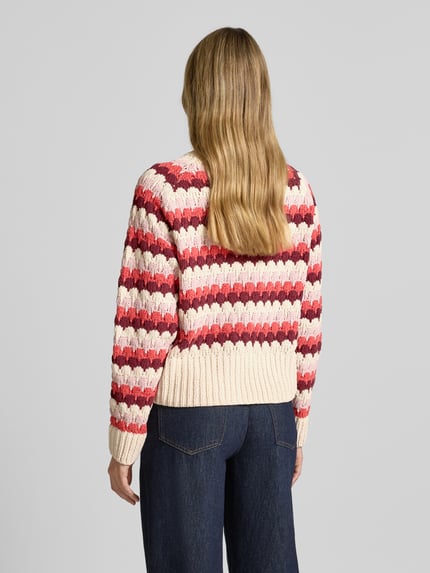 FREE/QUENT Sweter z dzianiny z okrągłym dekoltem model ‘NEZZY’ Czerwony 5