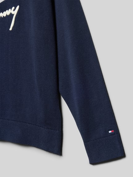 Tommy Hilfiger Kids Regular fit gebreide pullover van puur katoen, model 'VARSITY' Marineblauw - 2