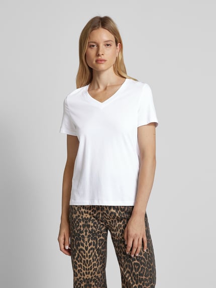 Selected T-Shirt mit V-Ausschnitt Modell 'ESSENTIAL' Weiss 4