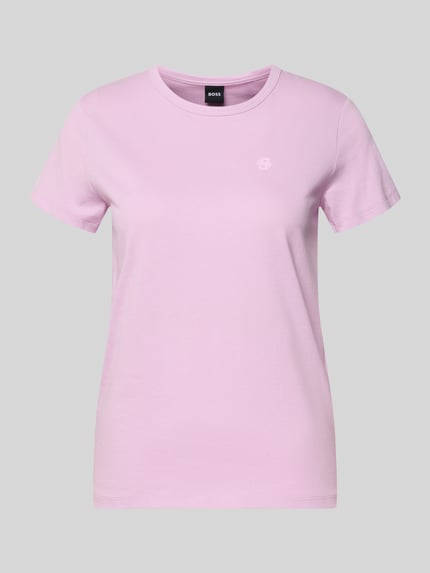 Produktfoto, Regular Fit T-Shirt aus reiner Baumwolle Modell 'Eventsa11' von BOSS, efekt: jednolity kolor, dżersej, damski t-shirt, okrągły dekolt, krótki rękaw, prosty, wyhaftowane logo