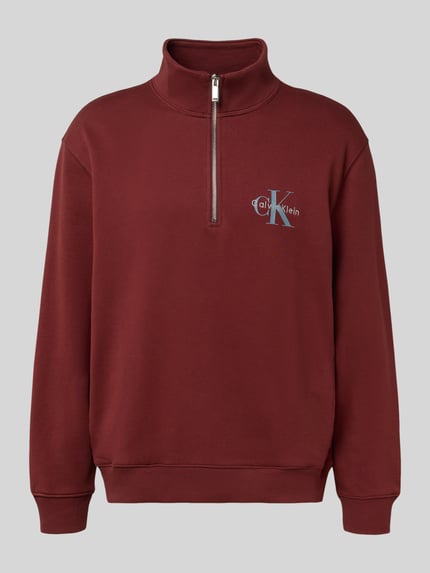 Calvin Klein Jeans Regular Fit Sweatshirt mit Logo-Stitching Modell 'Terry' Rot 2