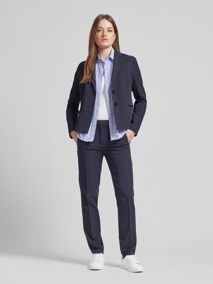 Jake*s Collection Slim Fit Hose in unifarbenem Design Marine 1