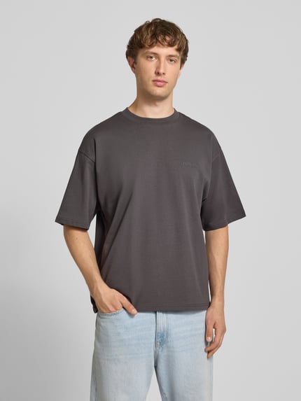 REVIEW Oversized t-shirt z aplikacja z logo Ciemnoszary 4