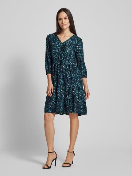 zero Knielanges Kleid mit V-Ausschnitt Lagune 1