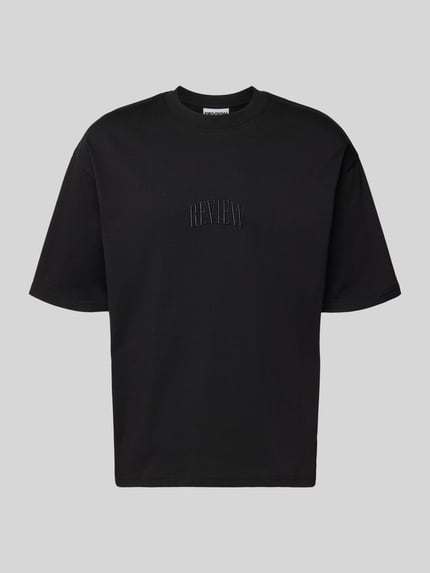 T-Shirt mit Label-Stitching und Rundhalsausschnitt Shop The Look MANNEQUINE