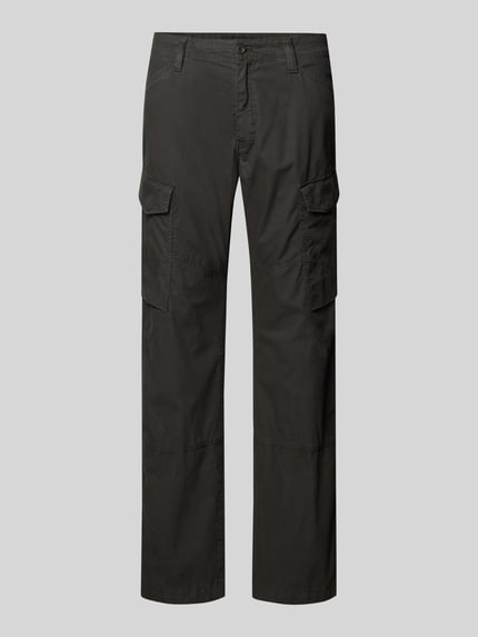 Produktfoto, Straight Fit Cargohose mit Gesäßtaschen von G-Star Raw, reine Baumwolle, schwarze Farbe, große Seitentaschen, glatte Textur