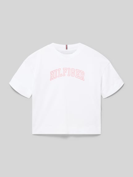 Tommy Hilfiger Teens męski t-shirt o kroju regular fit z czystej bawełny Biały 1
